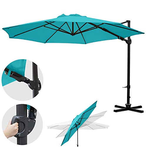 Mendler Gastronomie-Ampelschirm HWC-A39, Sonnenschirm, schwenkbar drehbar Ø 3,5m Polyester/Alu 34kg - türkis ohne… – Bild 3