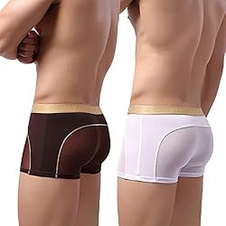 Laxier 2 Pack of Men Boxer Briefs Transparent