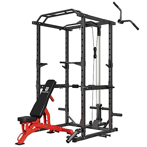 MAJOR LUTIE Power Cage, 1200LBS Power Rack with LAT Pull Down Pulley
