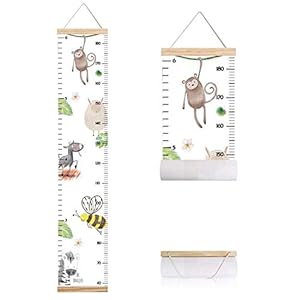 Animals Growth Chart for Kids, Baby Height Chart, Canvas Height Measuring Rulers for Boys Girls (Animals 6)