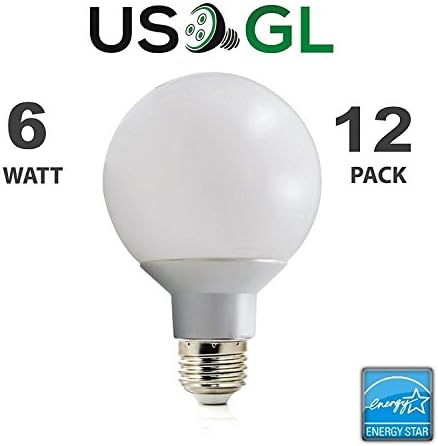 12 Pack LED G25 Vanity Globe Light Bulb - DIMMABLE - 6W (40 Watt Equivalent) Bright White (5000K) Shatter Resistant Energy Star E26 Base 450 Lumens