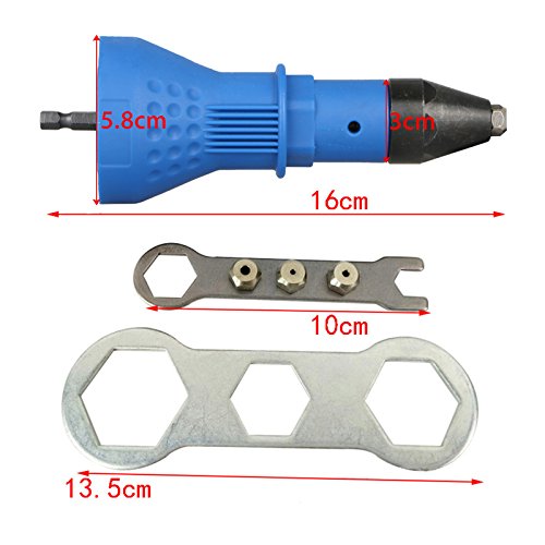 EEEKit Rivet Gun for Cordless Drill Electric Rivet Nut Gun Riveting Tool Cordless Riveting Drill Adaptor Insert Nut Tool w/ 3-pack Convertible Head
