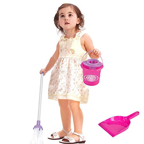 HsgbvictS Pretend Play Novelty Toy 5Pcs Kids Play House Cleaning Mop Broom Bucket Brush Dustpan Set Pretend Toy