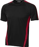 DRI-EQUIP Men's Short Sleeve Moisture Wicking Athletic T-Shirt-Black/Red-L