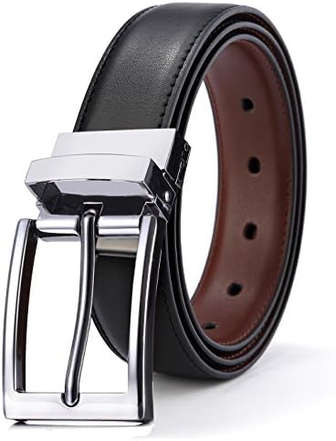 Alderman Men Belt Genuine Leather Reversible Belt for Men 1.25" Trim to Fit. …
