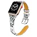 Secbolt Leather Bands Compatible Apple Watch Band 38mm 40mm Iwatch Series 6 5 4 3 2 1 SE Slim Replacement Wristband Strap Stainless Steel Buckle, Floral E