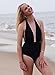 zeraca Women's Sexy Deep Plunge Backless High Waisted One Piece Swimsuits (S6, Black)