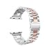Handygear Stainless Band Compatible with Apple Watch, Steel Bracelet Strap Folding Clasp for Series 7 6 5 4 3 2 1 Se (Silver Rose Gold, 42/44/45MM)