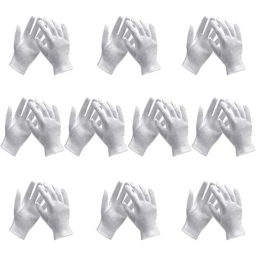10 Pairs White Cotton Gloves, Enpoint White Cotton Gloves for Handling Art Working Glove Art Glove Liners Bulk for Handling Jewelry, Film, Photo, Coin Metal Inspection Men & Women - Thumbnail 6