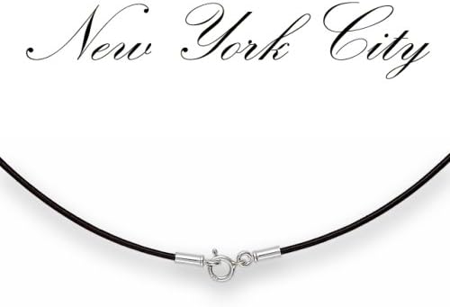1mm Black Leather Cord with Solid 925 Sterling Silver Clasp 30"