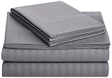 AmazonBasics Deluxe Striped Microfiber Bed Sheet Set - Twin Extra-Long, Dark Grey