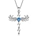 MEGA CREATIVE JEWELRY Cross Necklace for Women Angel Wings Blue Love Heart Pendant with Crystals Jewelry Gifts for Mom Wife