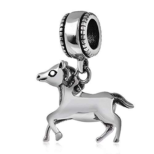 925 Sterling Silver Baby Horse Charm Animal Charm Pet Charm Birthday Charm for Pandora Charm Bracelet (C)