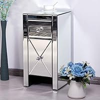 Mirrored Nightstand 2 Drawer Modern Mirror End Table Storage Accent Cabinet