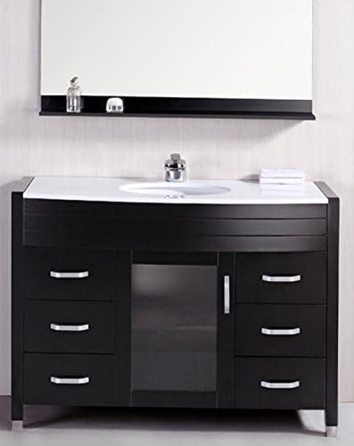 Design Element Waterfall Single Under-Mount Sink Vanity Set with White Stone Countertop and Espresso Finish, 48-Inch
