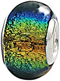 Zable Beads Sterling Silver Round Dichroic Multi-Color Glass Bead