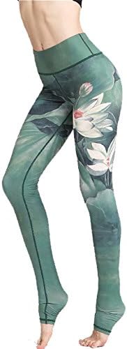 Elegant Watercolored Floral Print Yoga Leggings Professional High Waist Over the Heel Active Workout