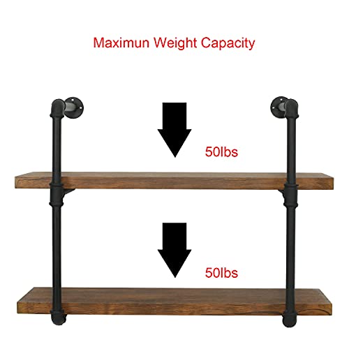 eclife Floating Shelves Bookcases 2 Tier Wall Mounted Rustic Pipe