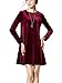 K&S Women's Gold Velvet Long Sleeve Flare Loose Short Dress (XL, Wine Red)