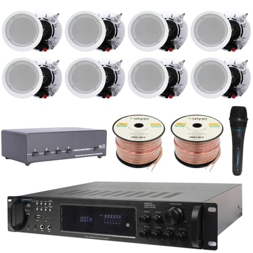 Vaiyer Home Stereo System Kit - 7.2 Channel 4500 Watts Bluetooth Amplifier with 8 Qty of 6.5