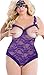 IYISS Women's Mesh Lace Open Cup Crotchless Teddy Lingerie with Eye Mask