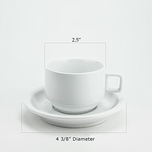Huji Fine Porcelain 3.2 oz. Espresso Turkish Tea Coffee Cups and Saucers Drinkware Gift Set (4 Cups, 4 Saucers)