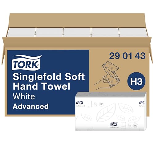 Tork weiche Zickzack Papierhandtuecher Advanced 290143 - H3 Falthandtuecher fuer Papierhandtuchspender - saugfaehig und reissfest, 2-lagig, weiss - 15 x 250 Tuecher