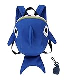 Toddler Kids Leash Backpack Cute Shark with Safety Harness Anti-lost Leash and Chest Strap for Preschool Child - Blue