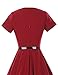 GownTown 1950s Retro Vintage Short Sleeve Party Swing Stretchy Dresses, Large, Burgundy