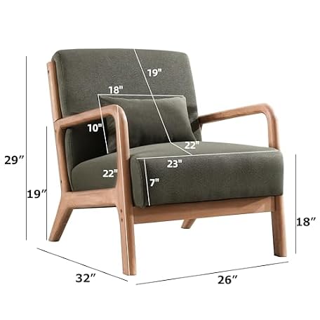 Mua INZOY Mid Century Modern Accent Chair with Wood Frame, Upholstered ...