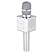 BONAOK Portable Wireless Bluetooth Karaoke Microphone, Gift for Easter, 3 in 1 Karaoke Speaker Machine for iPhone Apple Android PC and Smartphone(Silver)
