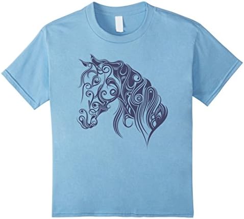 Kids Horse Head T Shirt for men women boys girls kids 10 Baby Blue