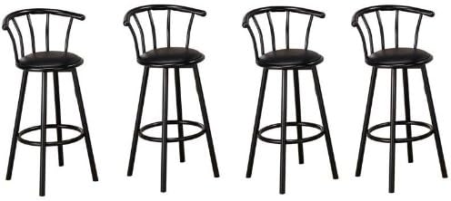Siam Circus Furniture Set of 4 Metal Black Finish Swivel Vinyl Seat Bar Stool