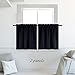 DONREN 30 Inch Length Curtains- 2 Panels Blackout Thermal Insulating Small Curtain Tiers for Bathroom with Rod Pocket (Black,42 Inch Width)