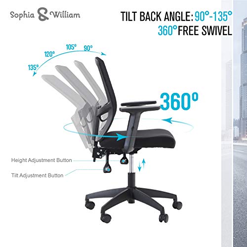 Sophia & William Ergonomic Mesh Office Desk Chair High Back, Modern 360