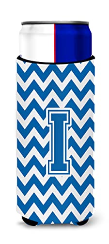 Letter I Chevron Blue and White Ultra Beverage Insulators for slim cans CJ1056-…