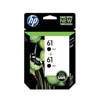 HP 61 Black Original Ink Cartridges, 2 pack (CZ073FN)