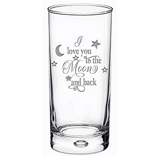 Chris Bag Of Goodies I Love You to The Moon and Back Engraved Hiball Hi Ball Drinking Glass