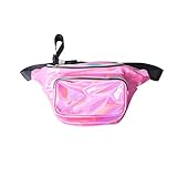 Fanny Pack Waist Bag Holographic Shiny Fanny Bag for Women Rave Festival Hologram Bum Travel Waist Pack-Silver