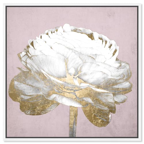 Floral and Botanical Framed Wall Art Canvas Prints 'Blush Gold Luxe Flower' Flo…