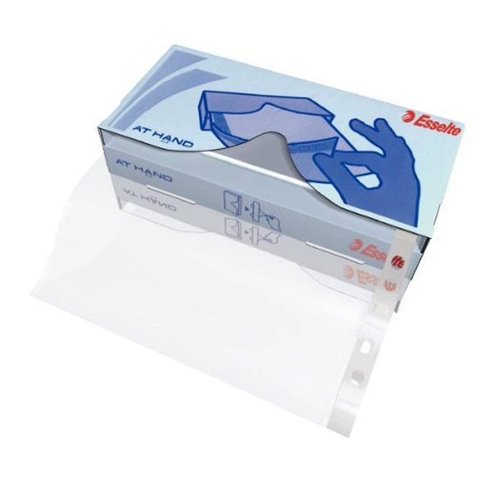 Esselte At Hand Pocket, Box of 50, Holds up to 10 A4 sheets, Transparent, Matte, 43 Micron PP Material, 17786