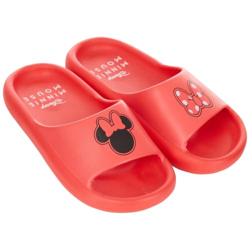 Disney Ladies Minnie and Mickey Slides - Ladies Classic Mickey and Minnie Mouse Comfort Foam Slide Sandals Mickey & Minnie Mouse Slip On Slides (Red, 11) at Amazon
