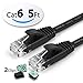 Cat6 Ethernet Cable 5ft Black with 2 pcs Cable Clips,Internet Network Cable-XINCA Ethernet Patch Cable With Snagless Rj45 Connectors - 5 feet Black(1.5 Meters)
