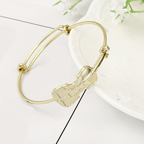 SENFAI Music Lover Violin Stretch Bangle Bracelet Jewelry Gifts (Silver)