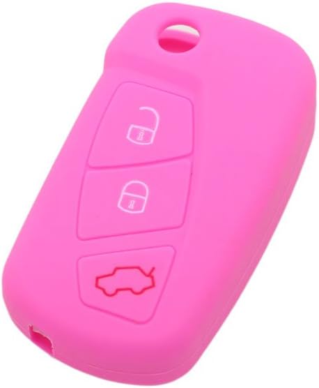 BROVACS Silicone Cover Protector Case Holder Skin Jacket Compatible with FORD 3 Button Flip Remote Key Fob CV9700 Pink