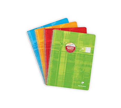 Clairefontaine 68396C A Spiral Notebook - 24x32 cm - 100 Pages Large Black Seyes Enlarged 10/10 - White Paper 90 g - Laminated Card Cover - Random Colour