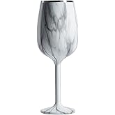 NEWPORT Stemware Collection Premium Vacuum Insulated Stainless Steel Wine Glass, Lightweight Wine Glass, Unbreakable & Drinks Stay Cold, Non-Slip Silicon Base, Cocktail Glasses, 12oz, Marble