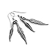 925 Oxidized Sterling Silver Vintage Native American Dangling Bird Feather Dangle Hook Earrings 1.8