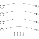 4 Pcs Full 316 Stainless Steel Lanyard Cable w' Drop Cam & Quick Release Ring Prevents Loss, Plastic Coating Tether Length 12", Free Installation Screws