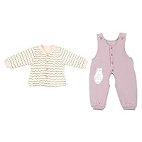 ldab Baby Winter Cotton Suspender Trousers Open-seat Pants Long Sleeve Top Coat Suit for 0-12 Months Baby Infans Toddler Boys Girls